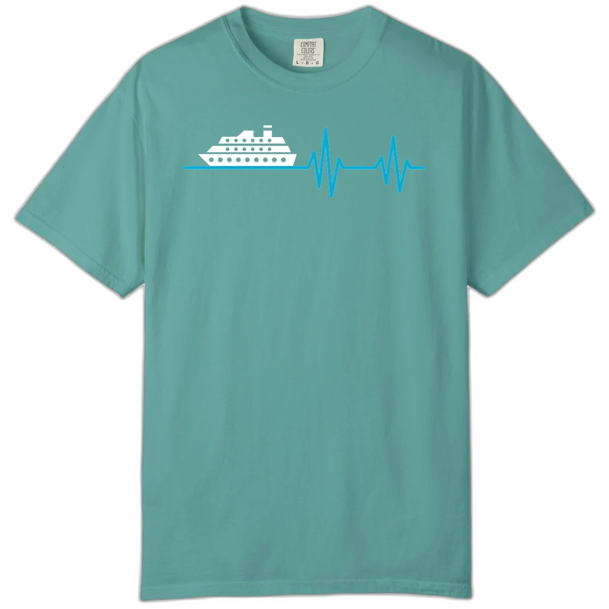 Cruise Ship Heartbeat Comfort Color T-Shirt in Seafoam