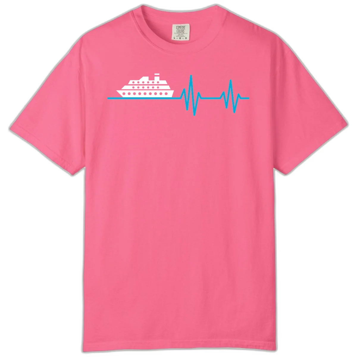 Cruise Ship Heartbeat Comfort Color T-Shirt in Crunchberry