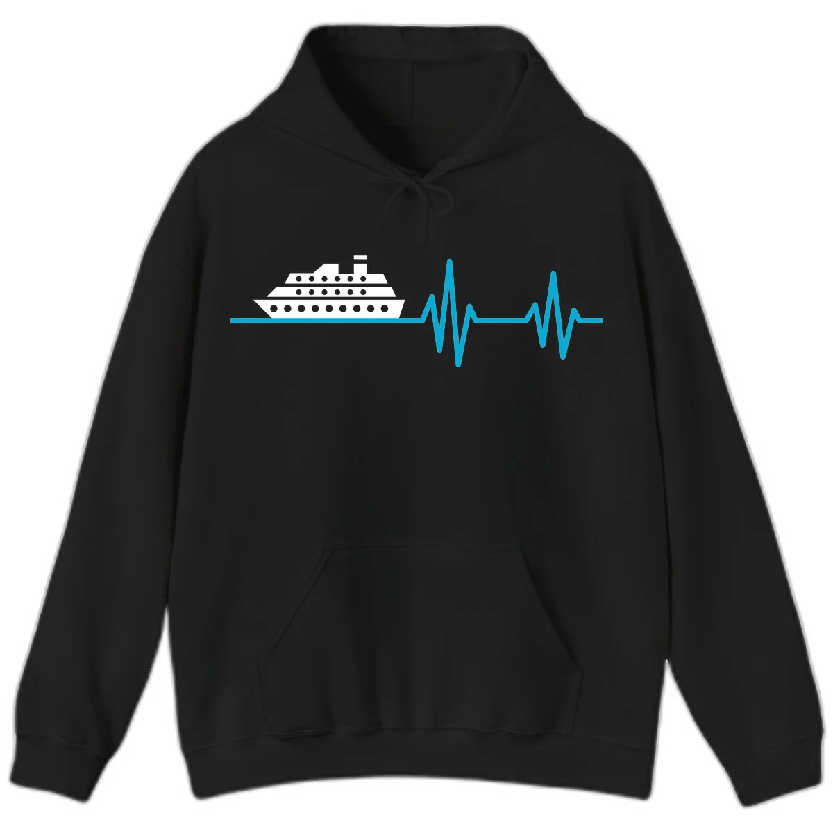 Cruise Ship Heartbeat Hoodie in Black