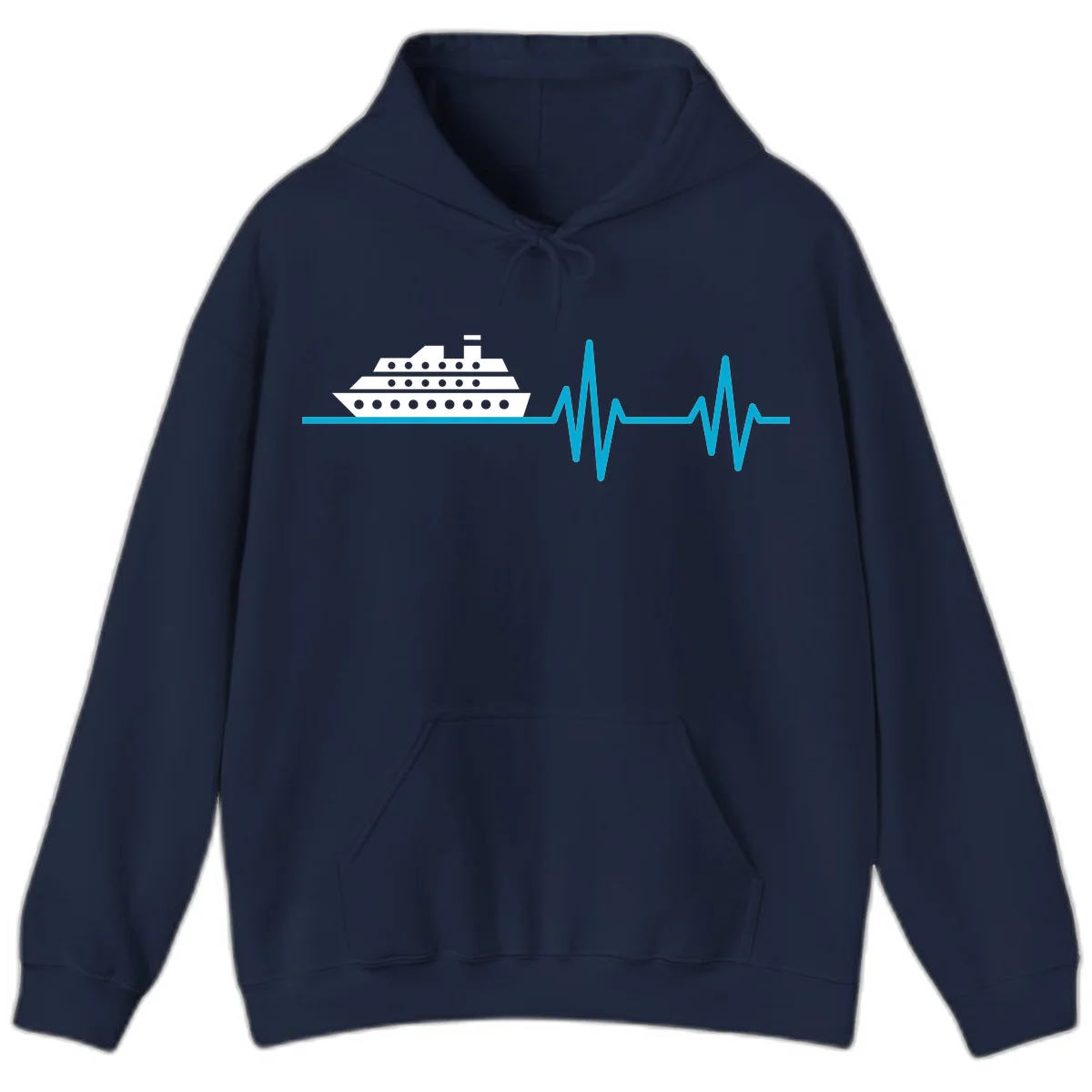 Cruise Ship Heartbeat Hoodie in Navy