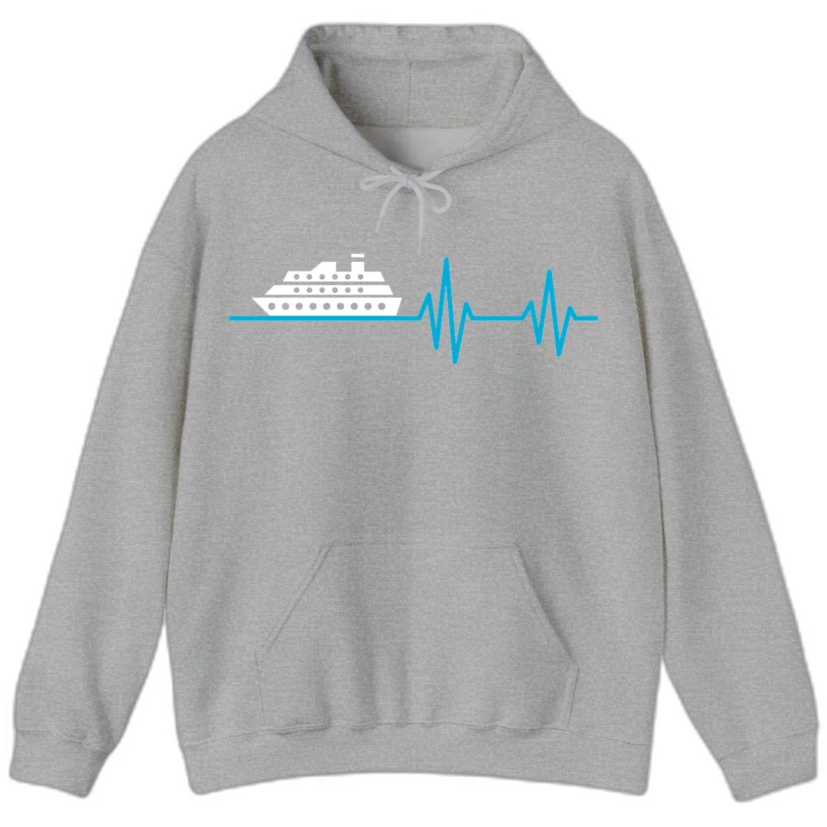 Cruise Ship Heartbeat Hoodie in Sport Grey