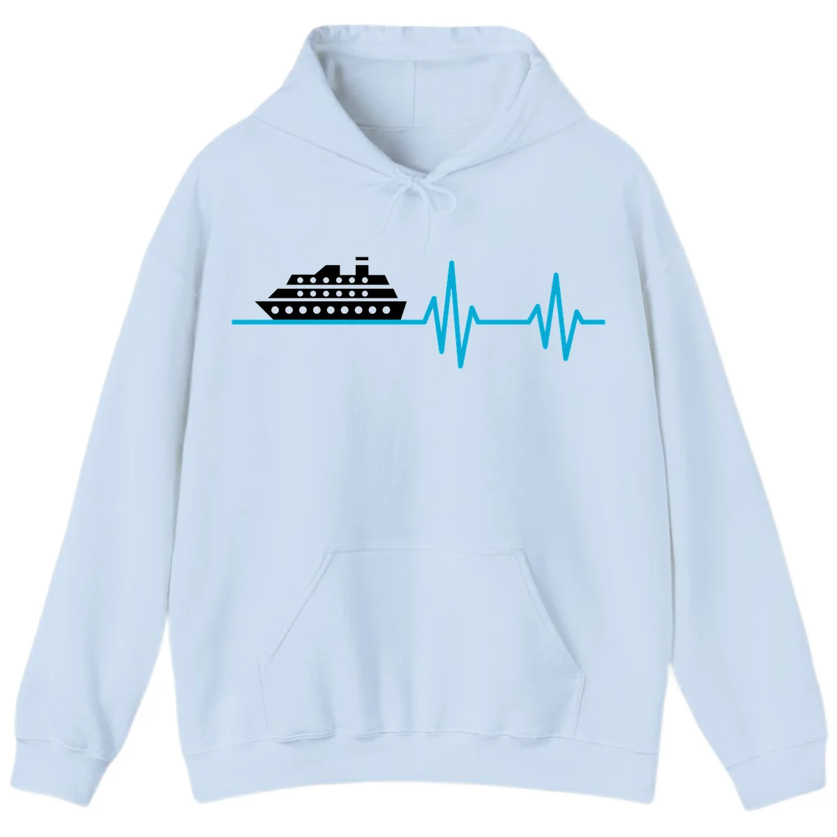 Cruise Ship Heartbeat Hoodie in Light Blue