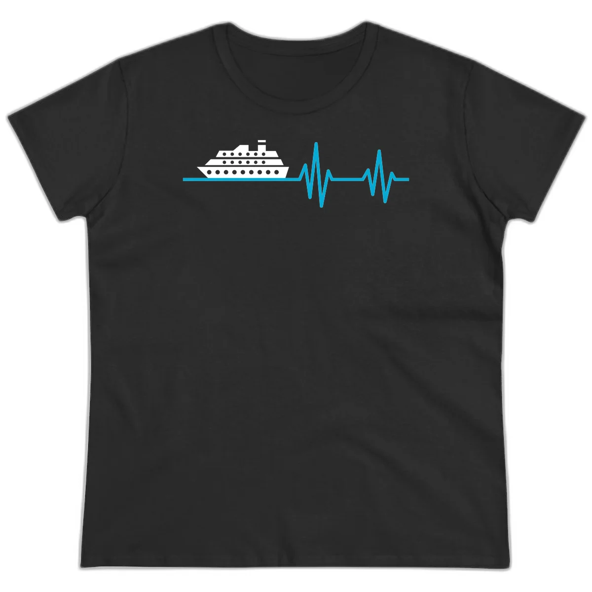 Cruise Ship Heartbeat Ladies Tee in Black