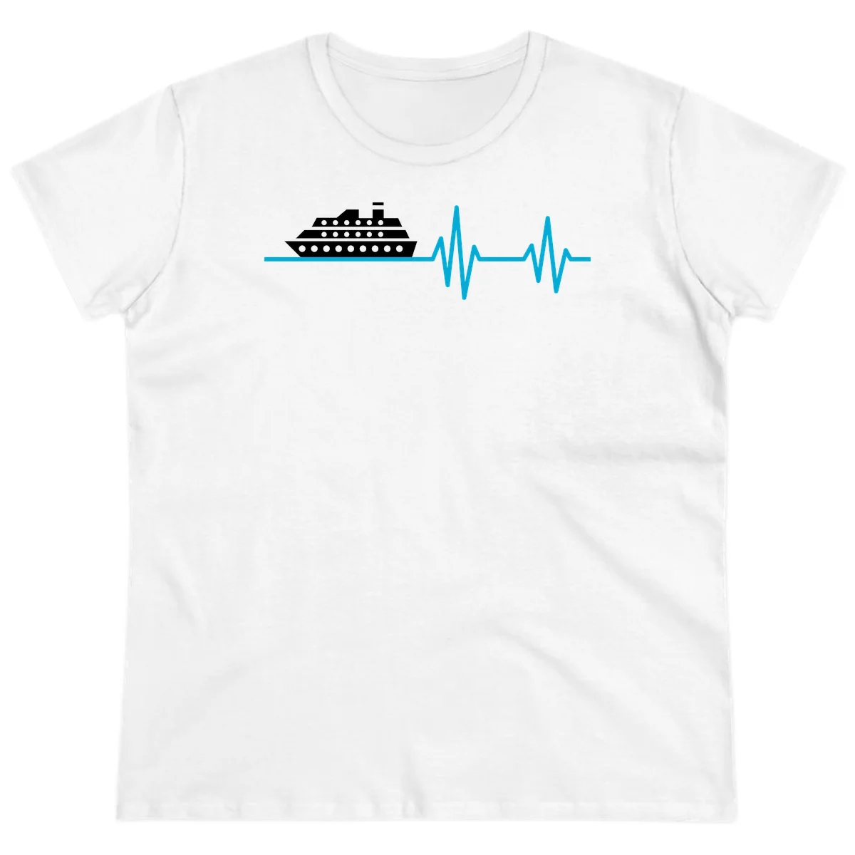Cruise Ship Heartbeat Ladies Tee in White