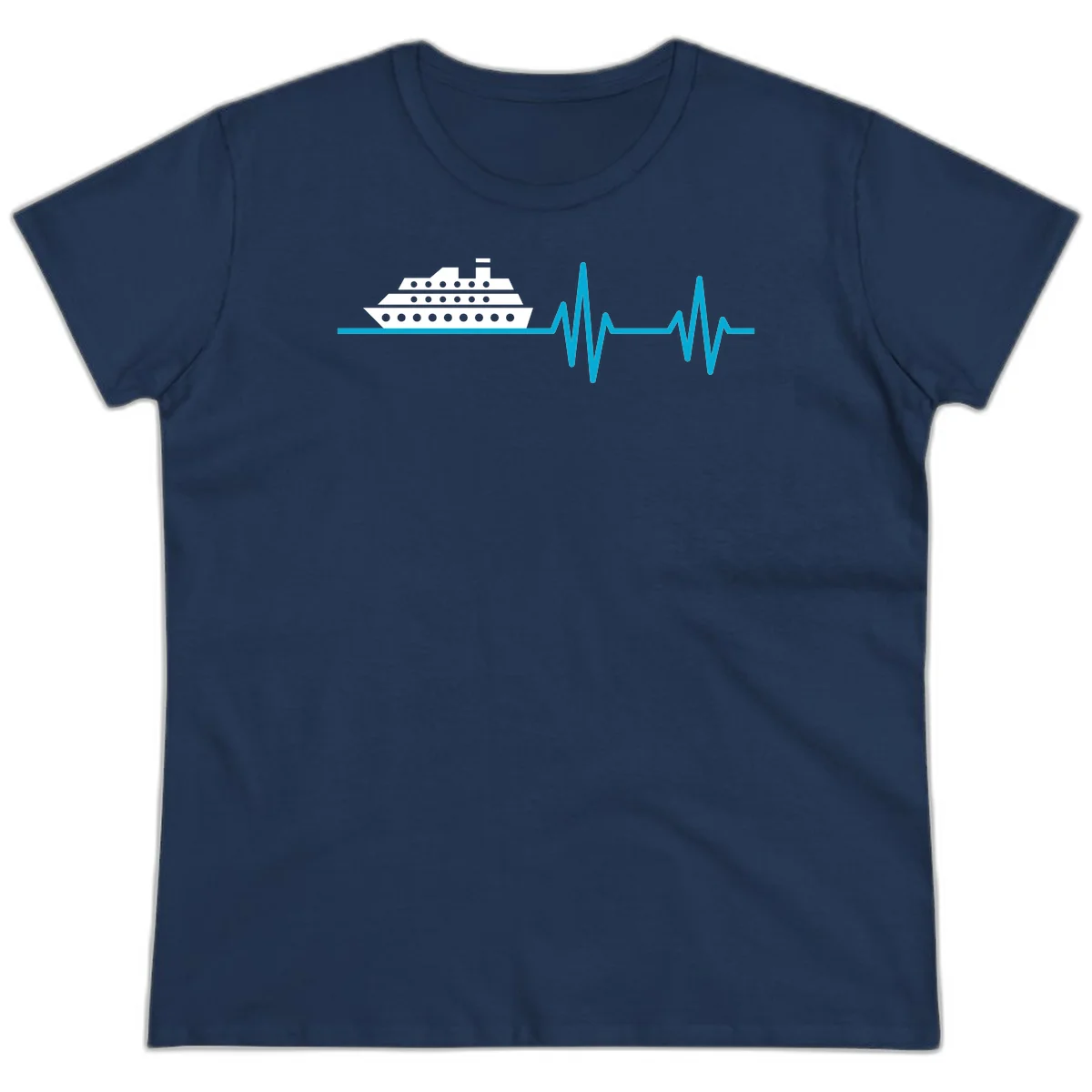 Cruise Ship Heartbeat Ladies Tee in Navy