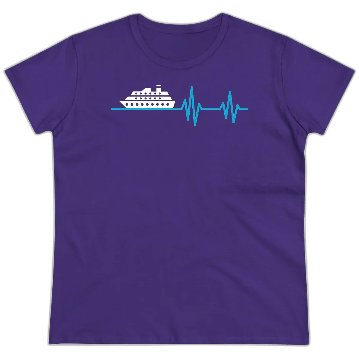 Cruise Ship Heartbeat Ladies Tee in Purple