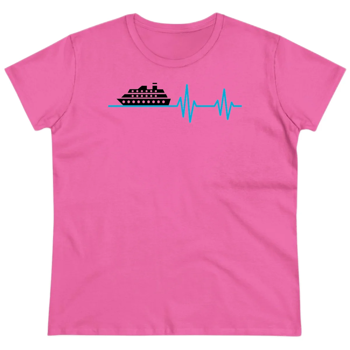 Cruise Ship Heartbeat Ladies Tee in Azalea