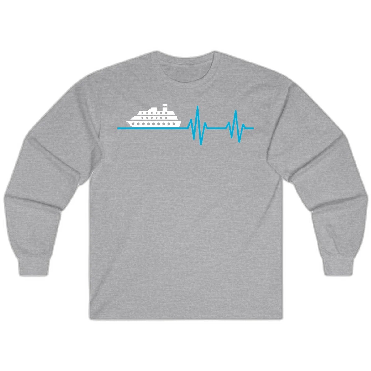 Cruise Ship Heartbeat Long Sleeve T-Shirt in Sport Grey