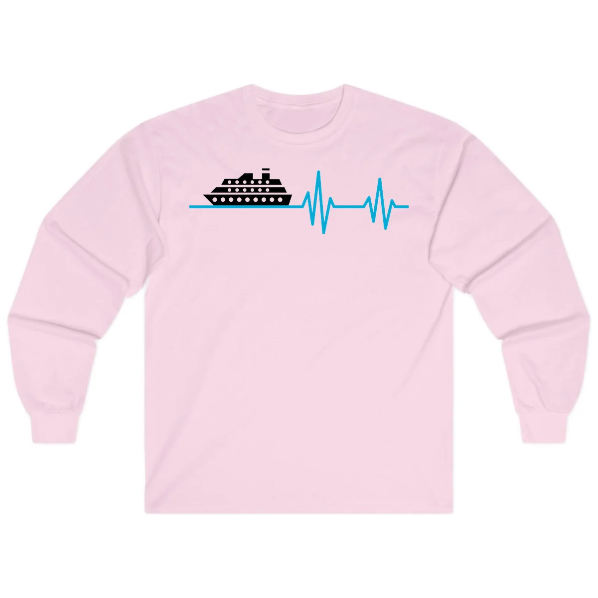 Cruise Ship Heartbeat Long Sleeve T-Shirt in Light Pink