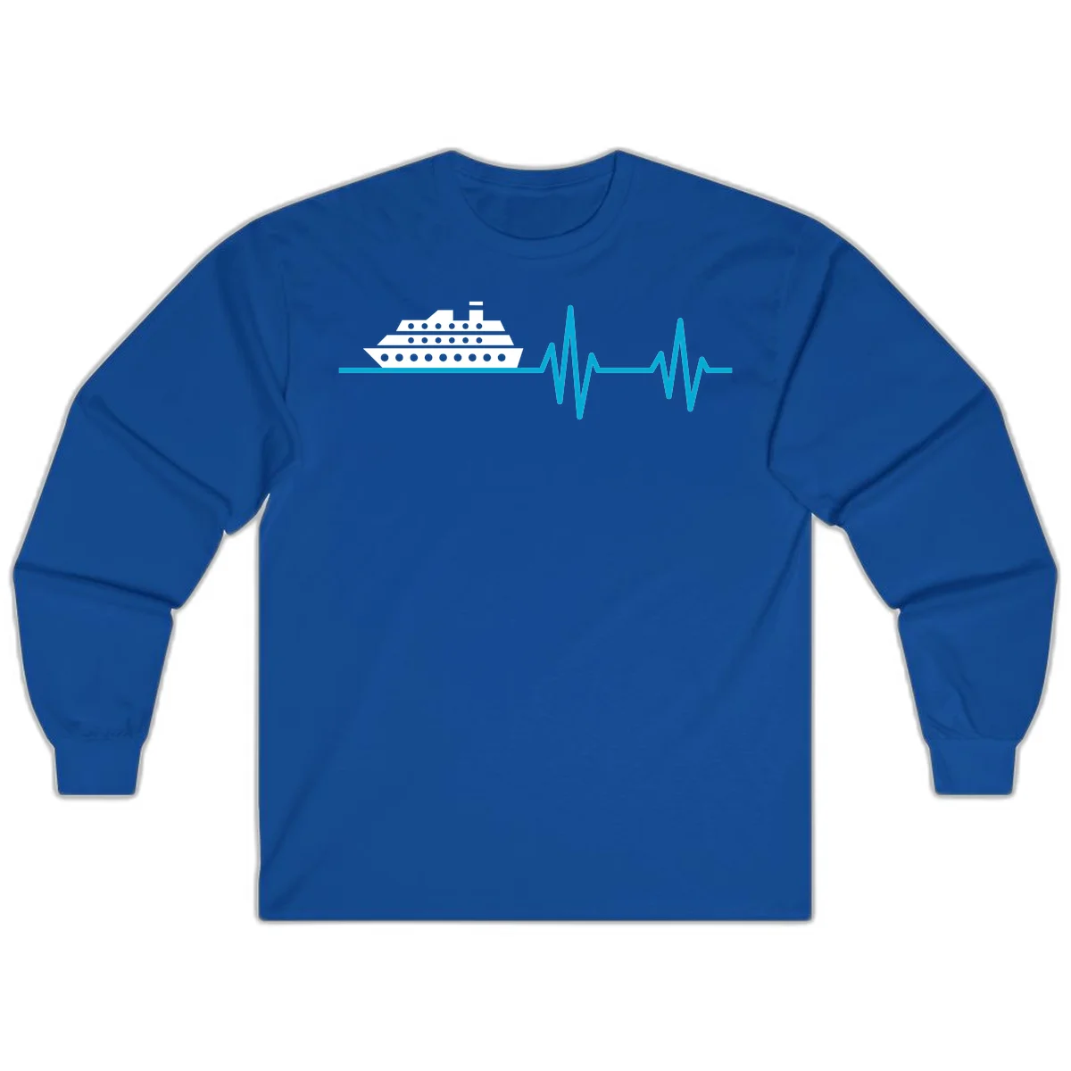 Cruise Ship Heartbeat Long Sleeve T-Shirt in Royal