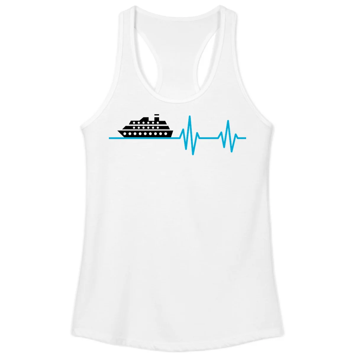 Cruise Ship Heartbeat Ladies Tank in White