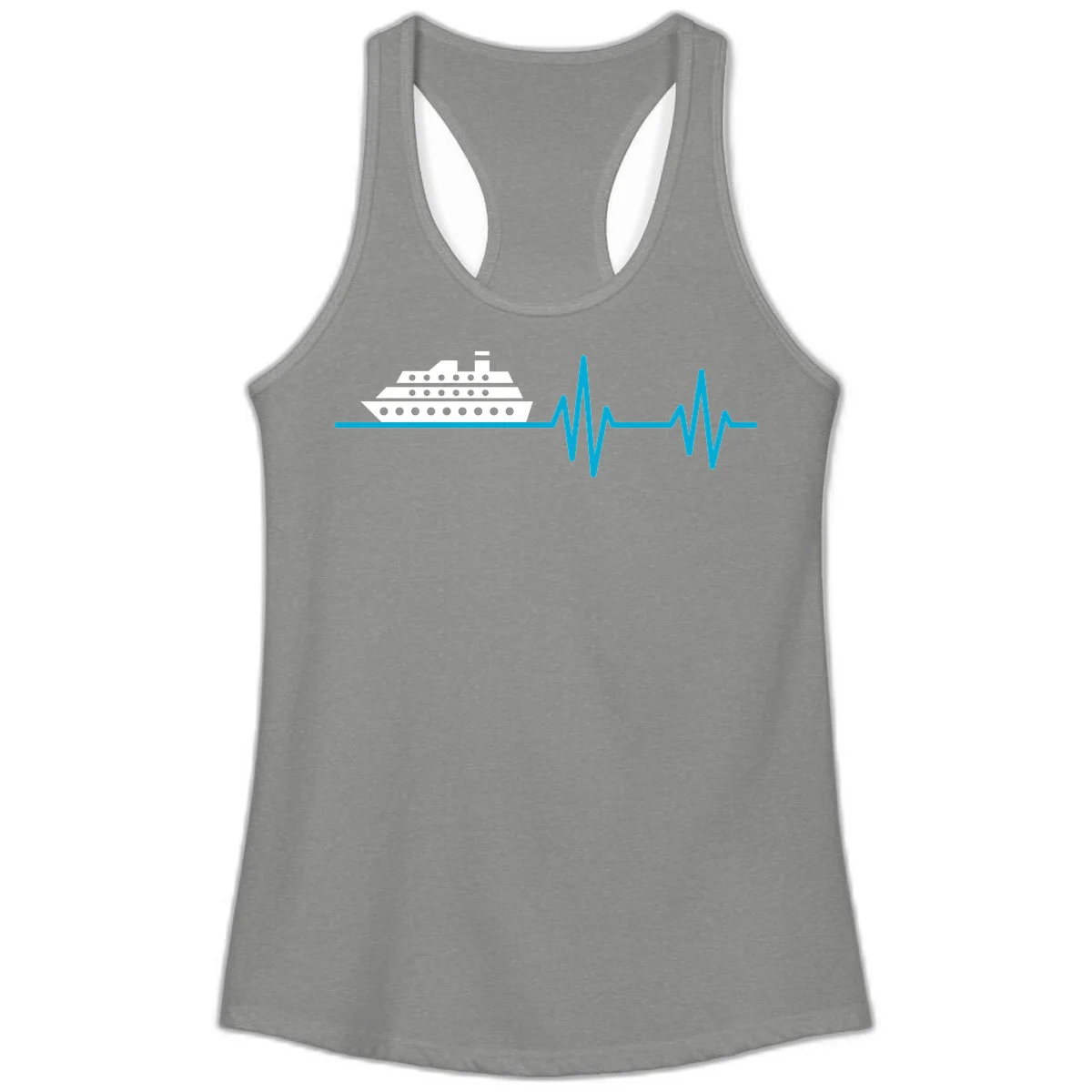 Cruise Ship Heartbeat Ladies Tank in Heather Grey
