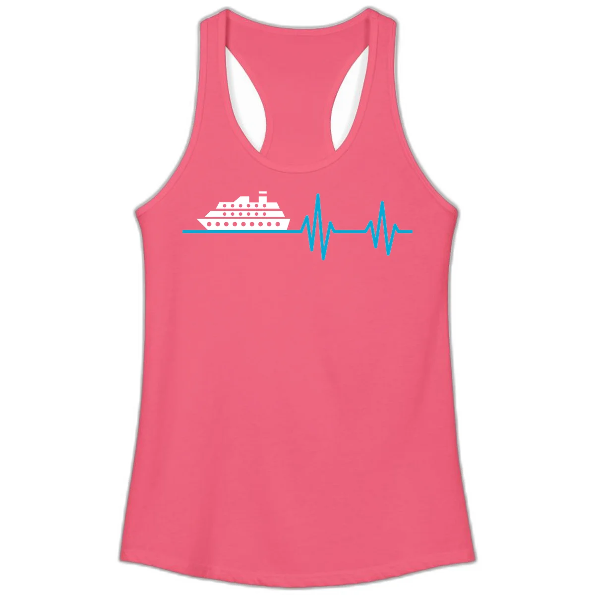 Cruise Ship Heartbeat Ladies Tank in Hot Pink