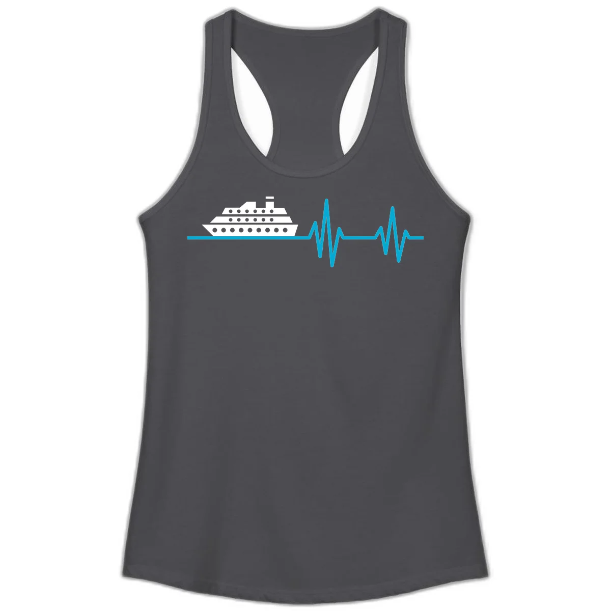 Cruise Ship Heartbeat Ladies Tank in Solid Dark Gray