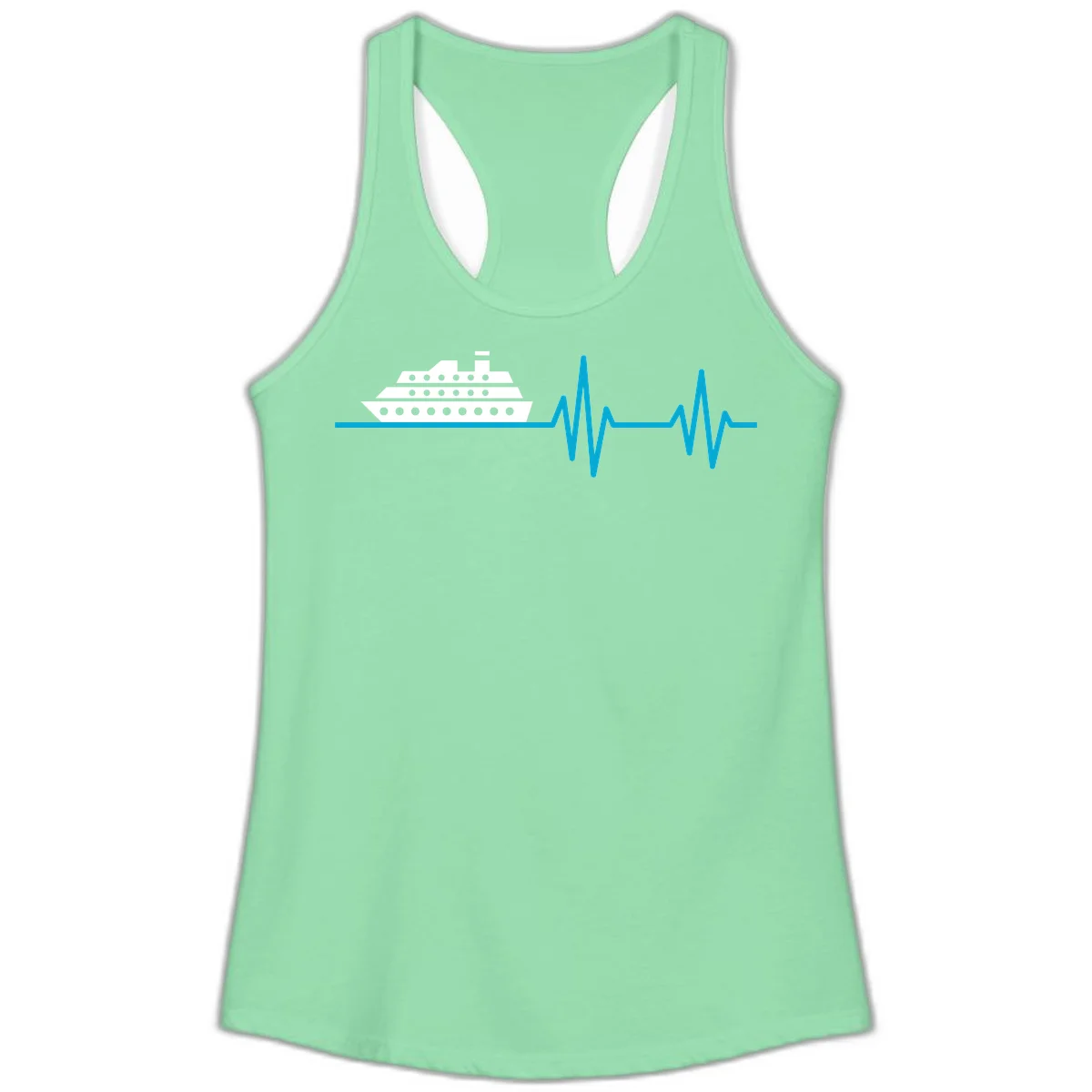 Cruise Ship Heartbeat Ladies Tank in Solid Mint
