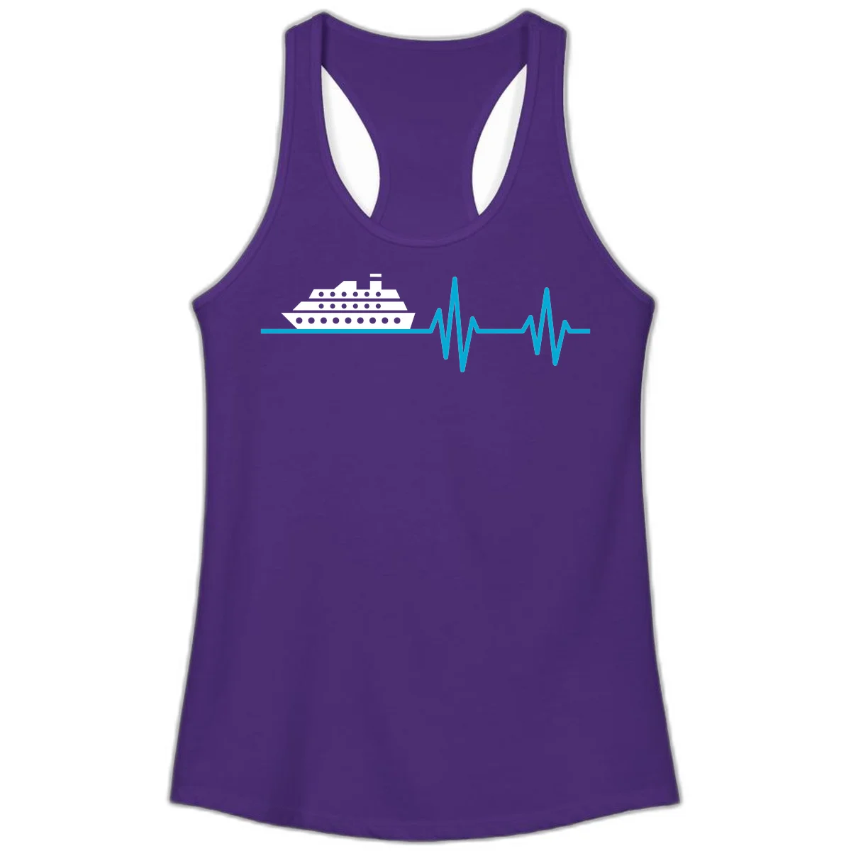 Cruise Ship Heartbeat Ladies Tank in Solid Purple Rush