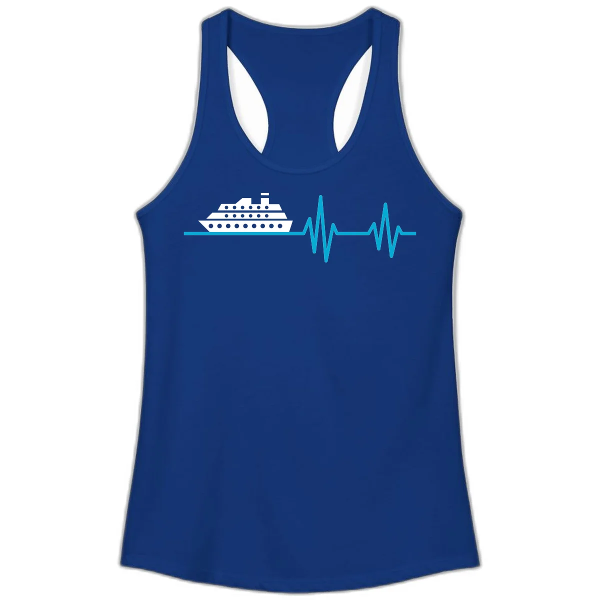 Cruise Ship Heartbeat Ladies Tank in Solid Royal