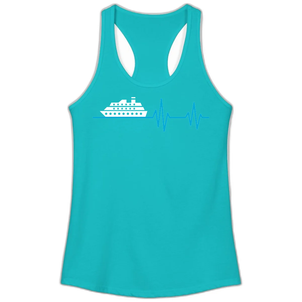 Cruise Ship Heartbeat Ladies Tank in Tahiti Blue