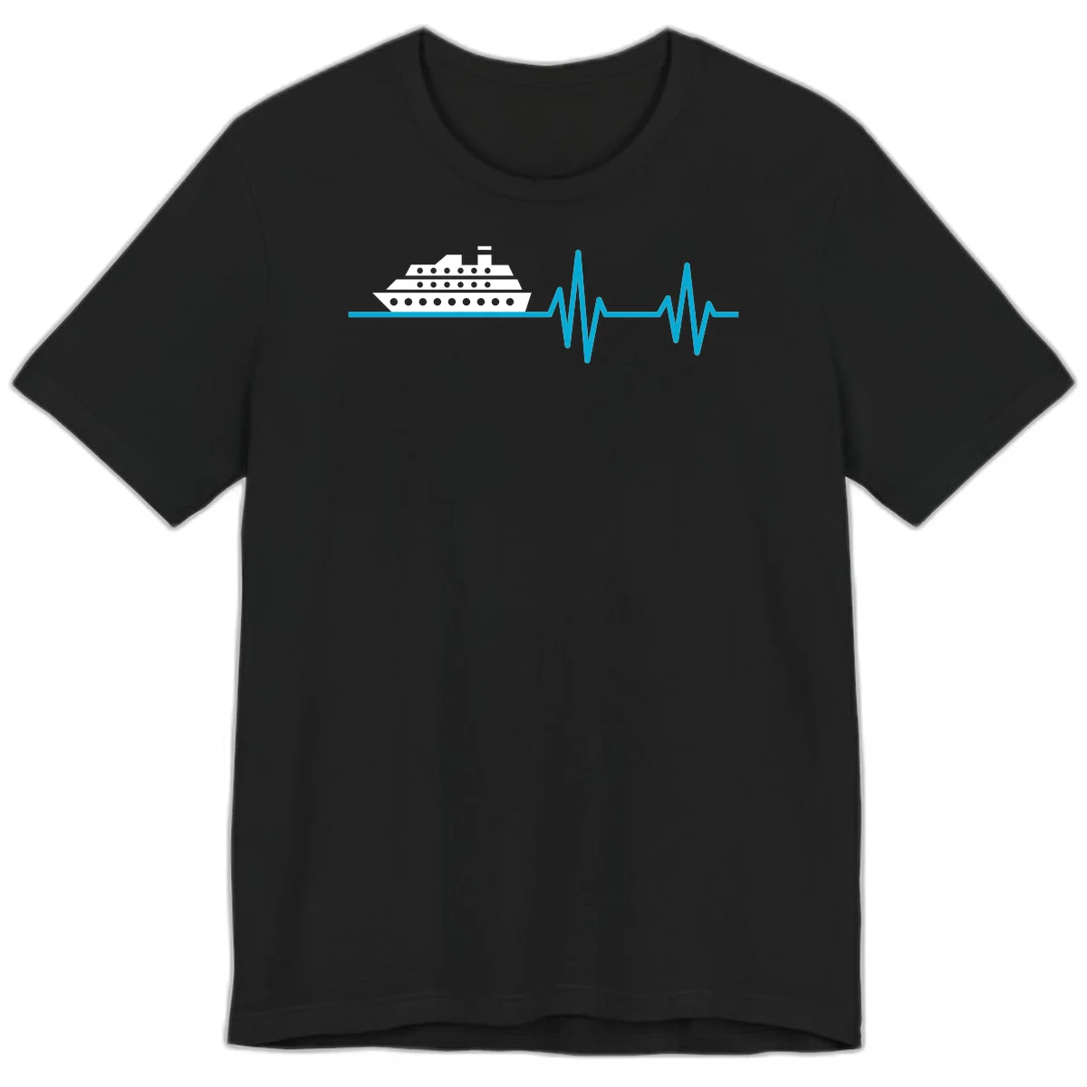 Cruise Ship Heartbeat Premium T-Shirt in Black