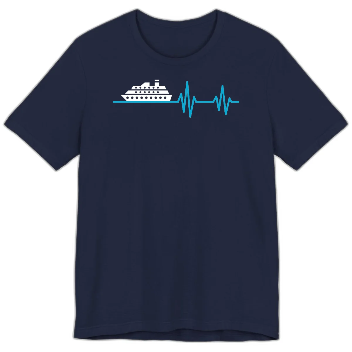 Cruise Ship Heartbeat Premium T-Shirt in Navy