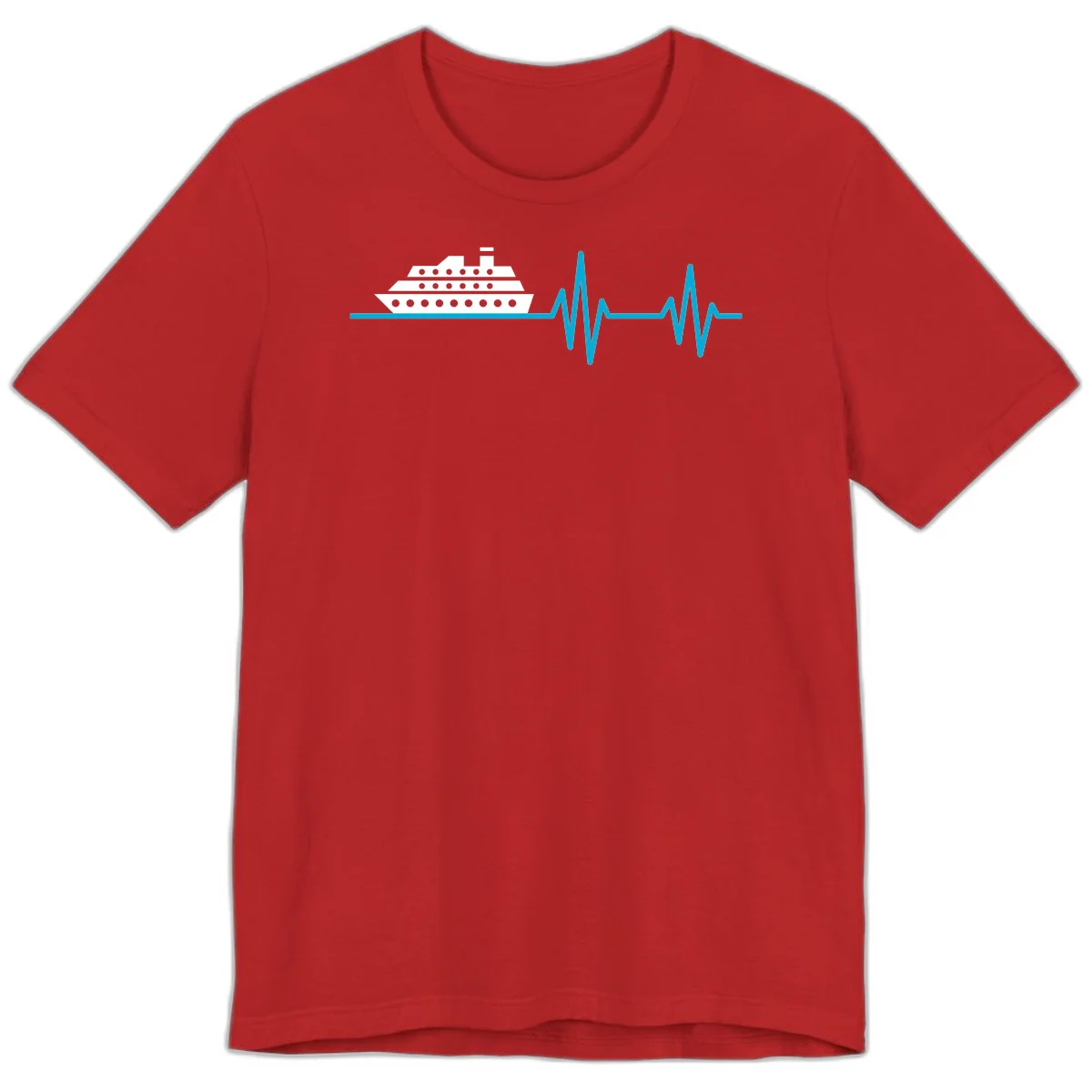 Cruise Ship Heartbeat Premium T-Shirt in Red