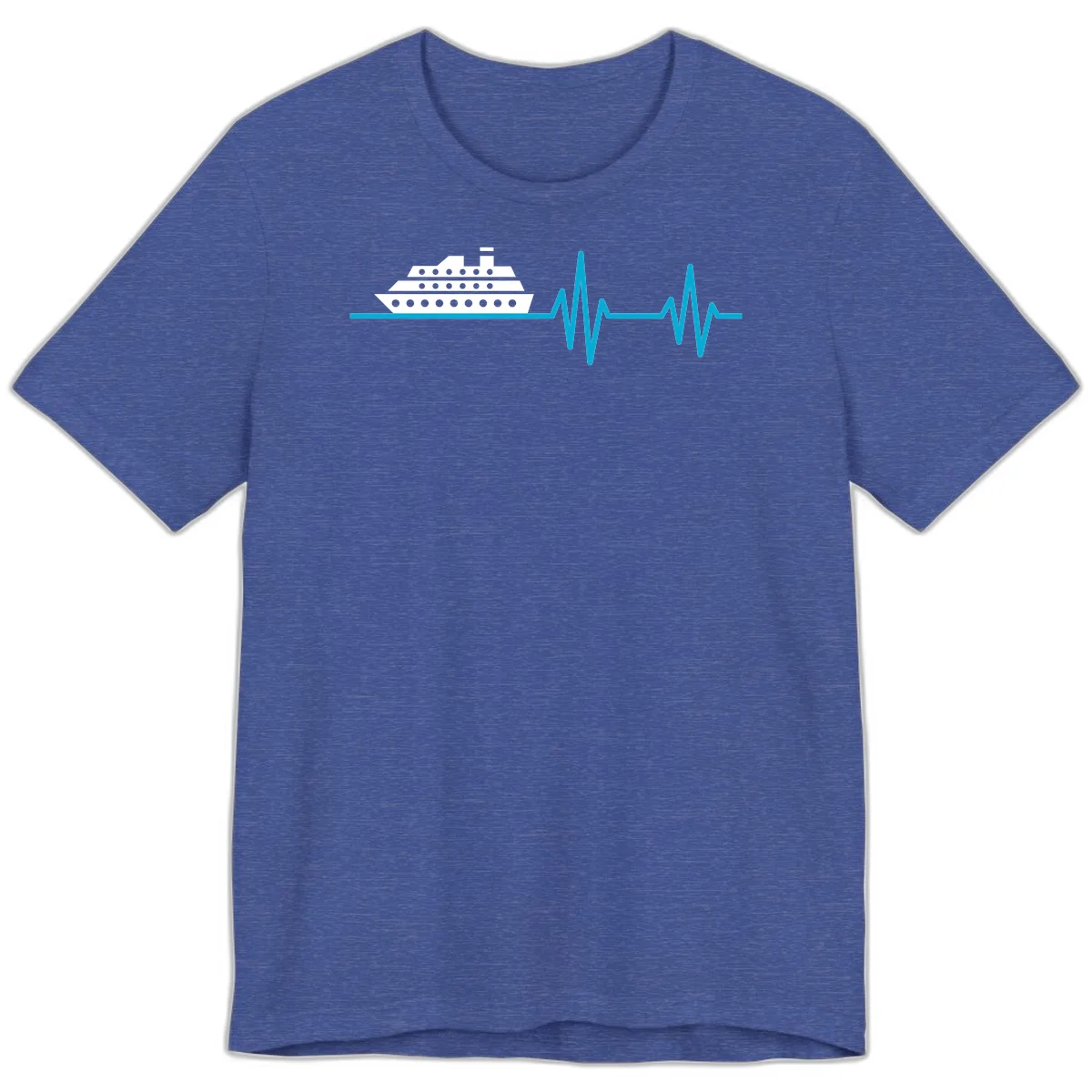 Cruise Ship Heartbeat Premium T-Shirt in Heather True Royal