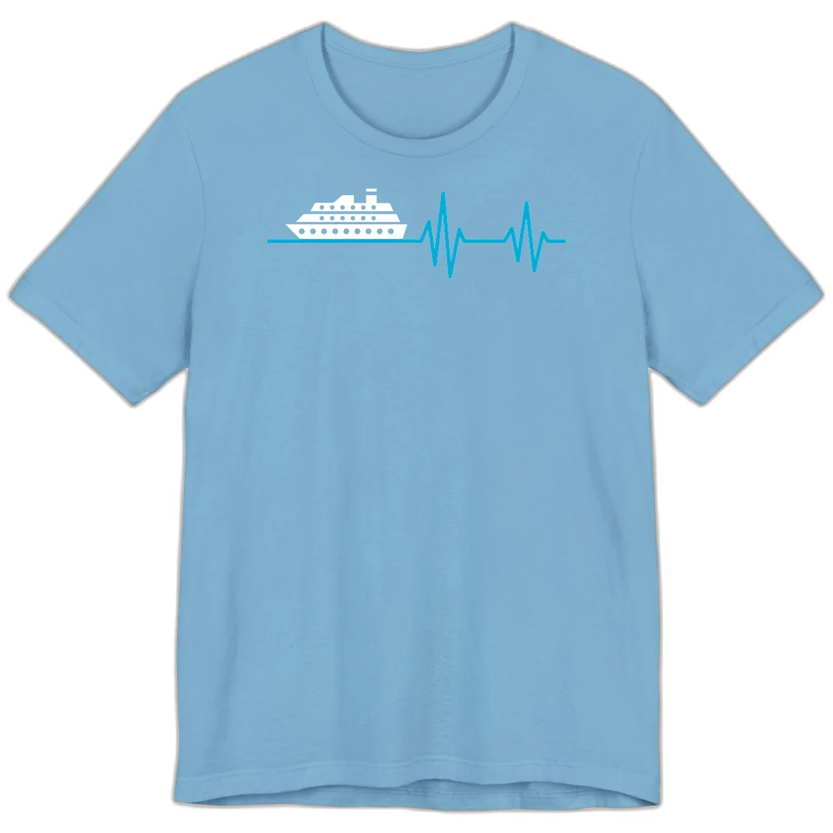 Cruise Ship Heartbeat Premium T-Shirt in Ocean Blue