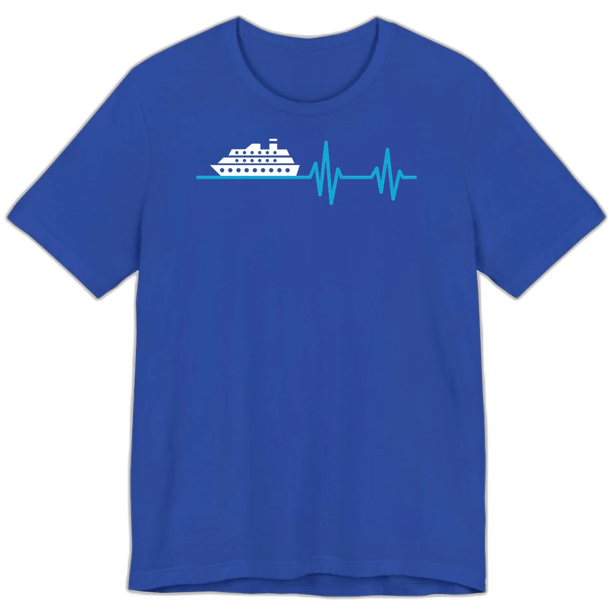 Cruise Ship Heartbeat Premium T-Shirt in True Royal