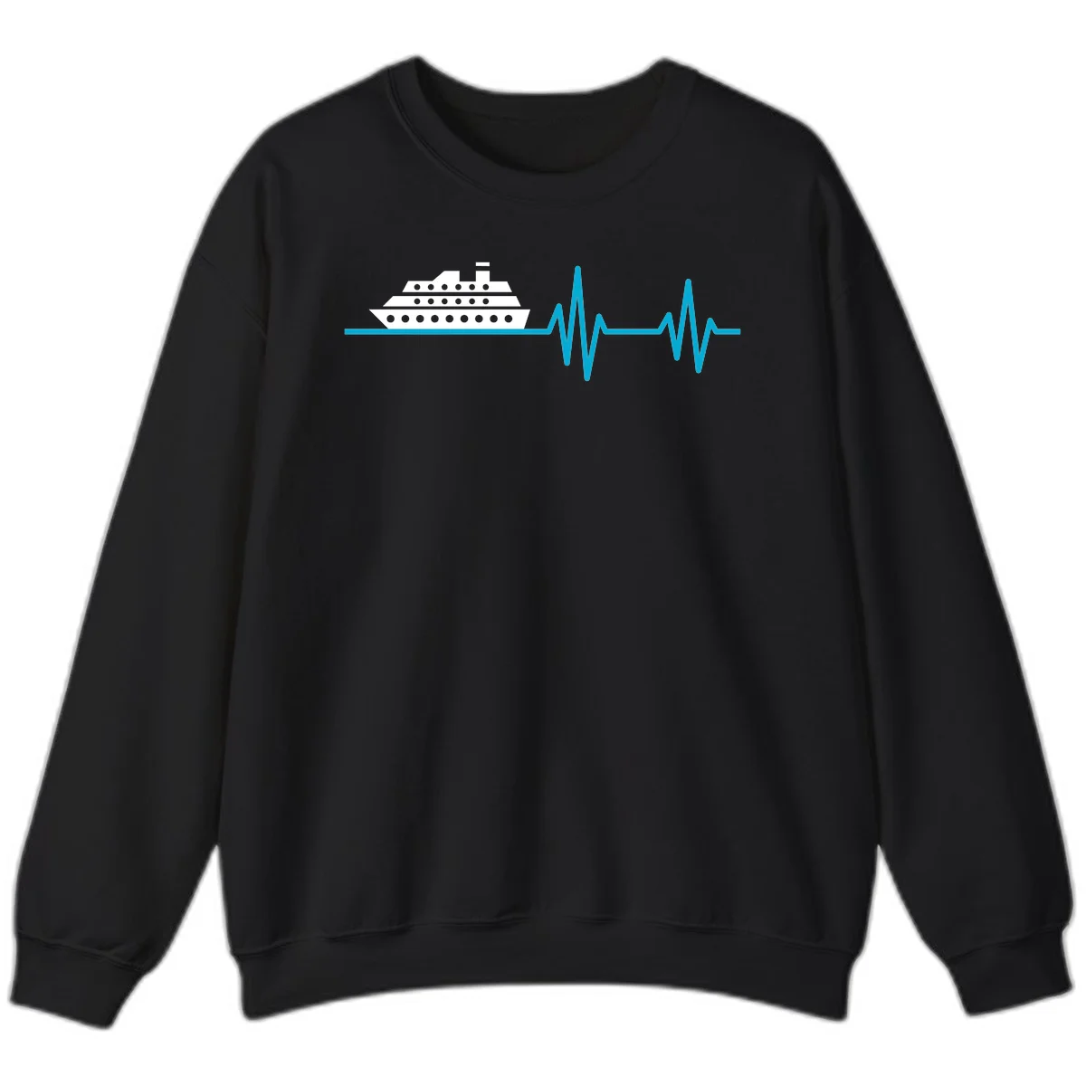 Cruise Ship Heartbeat Sweatshirt in Black