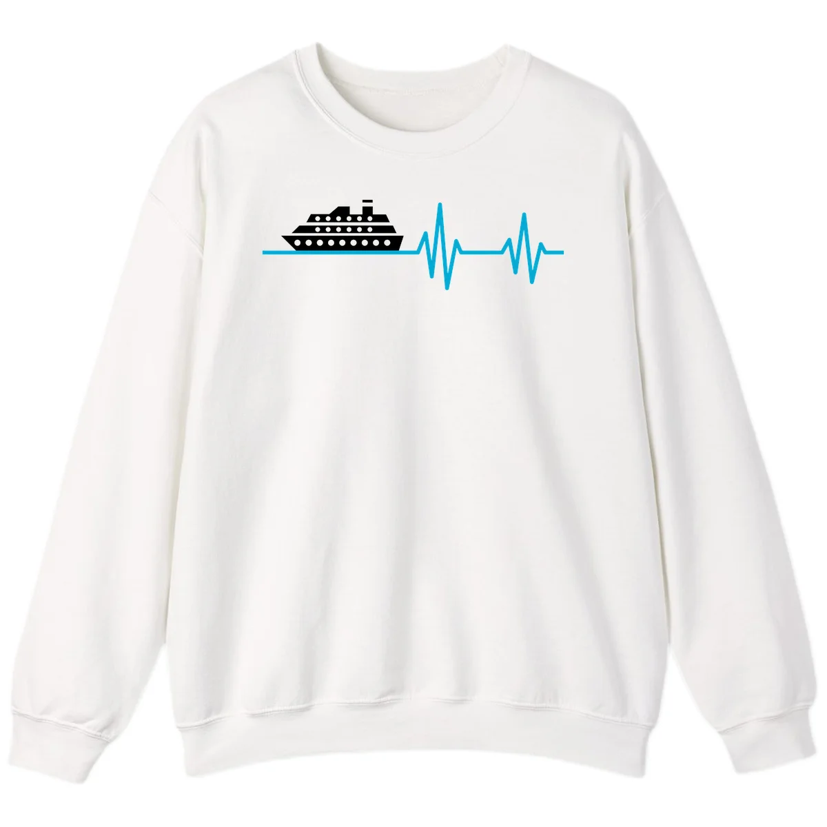 Cruise Ship Heartbeat Sweatshirt in White