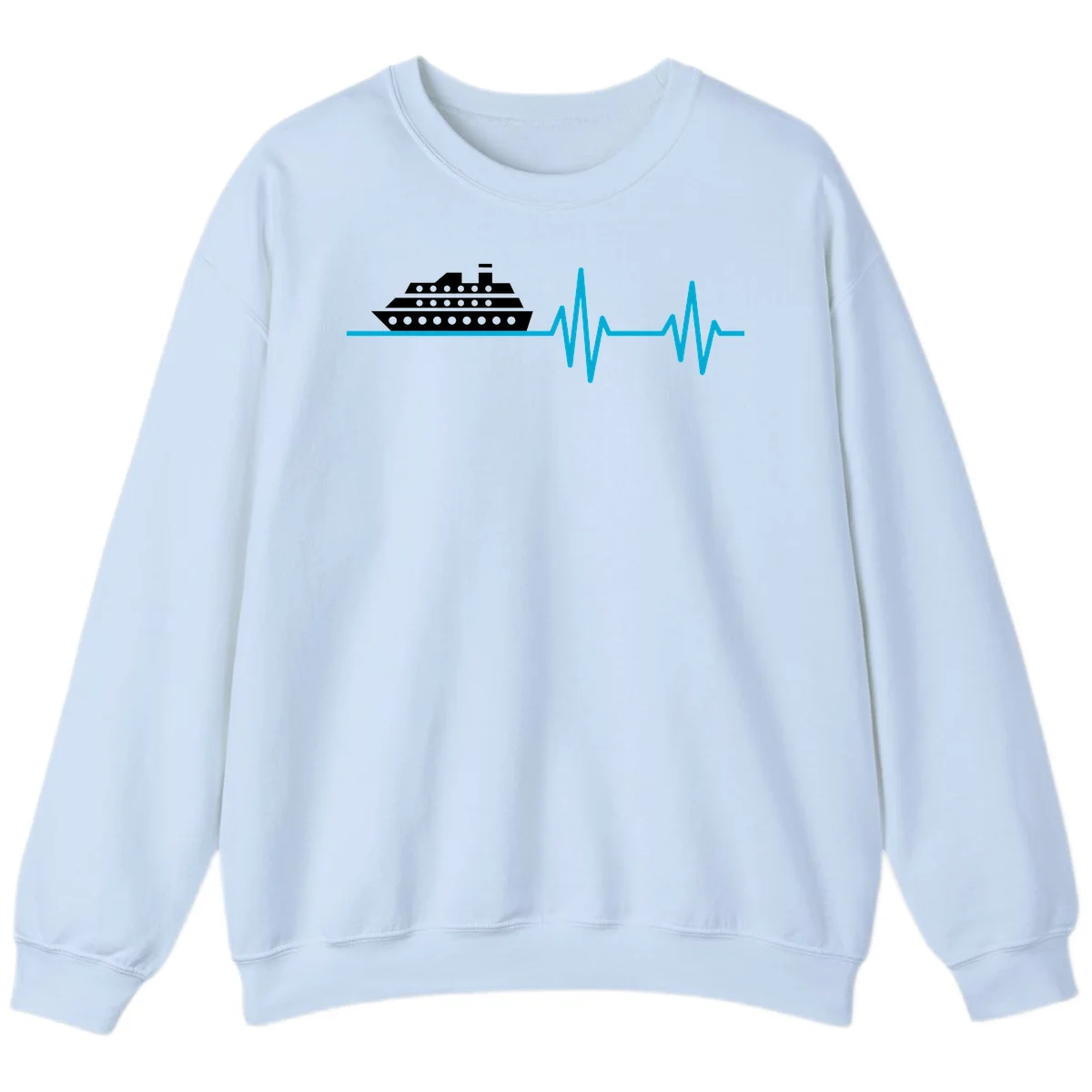 Cruise Ship Heartbeat Sweatshirt in Light Blue