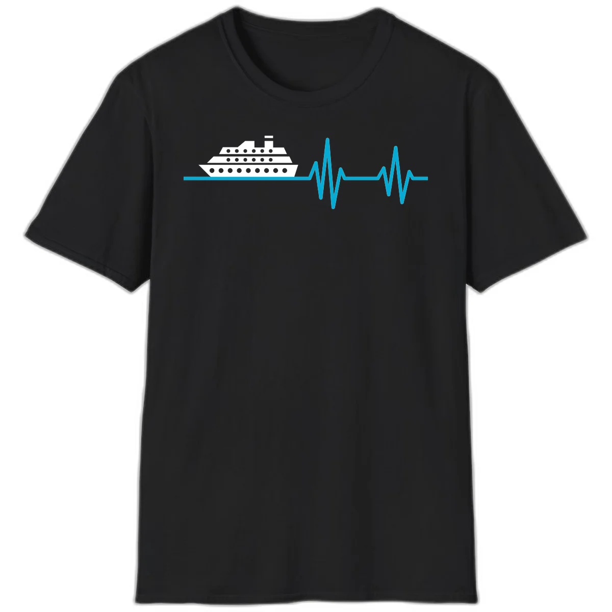 Cruise Ship Heartbeat T-Shirt in Black