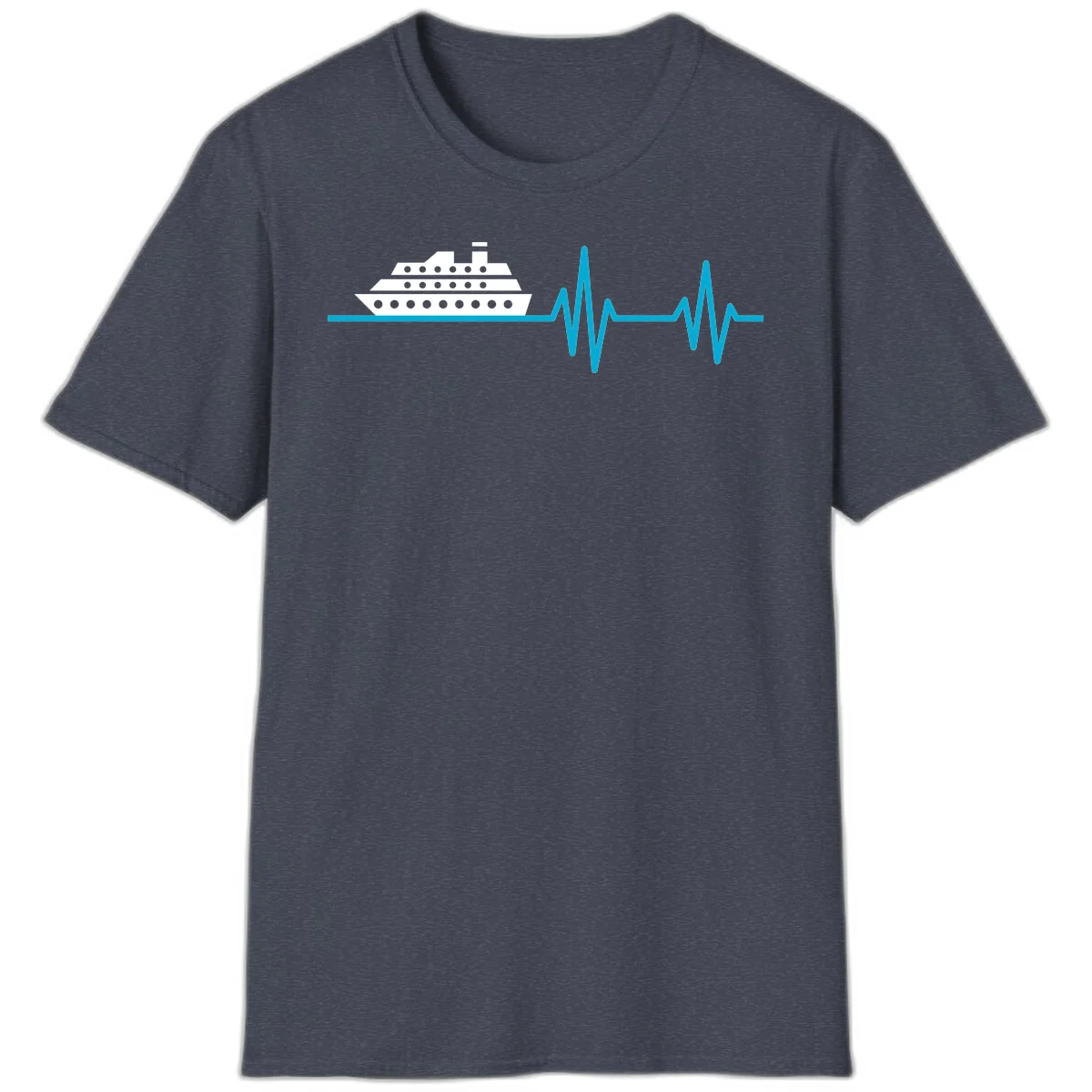 Cruise Ship Heartbeat T-Shirt in Heather Navy