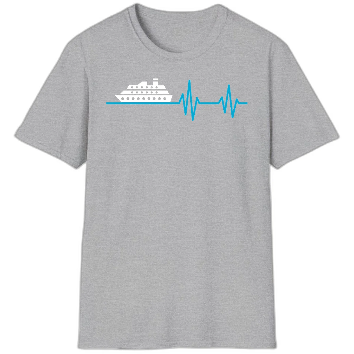 Cruise Ship Heartbeat T-Shirt in Sport Grey
