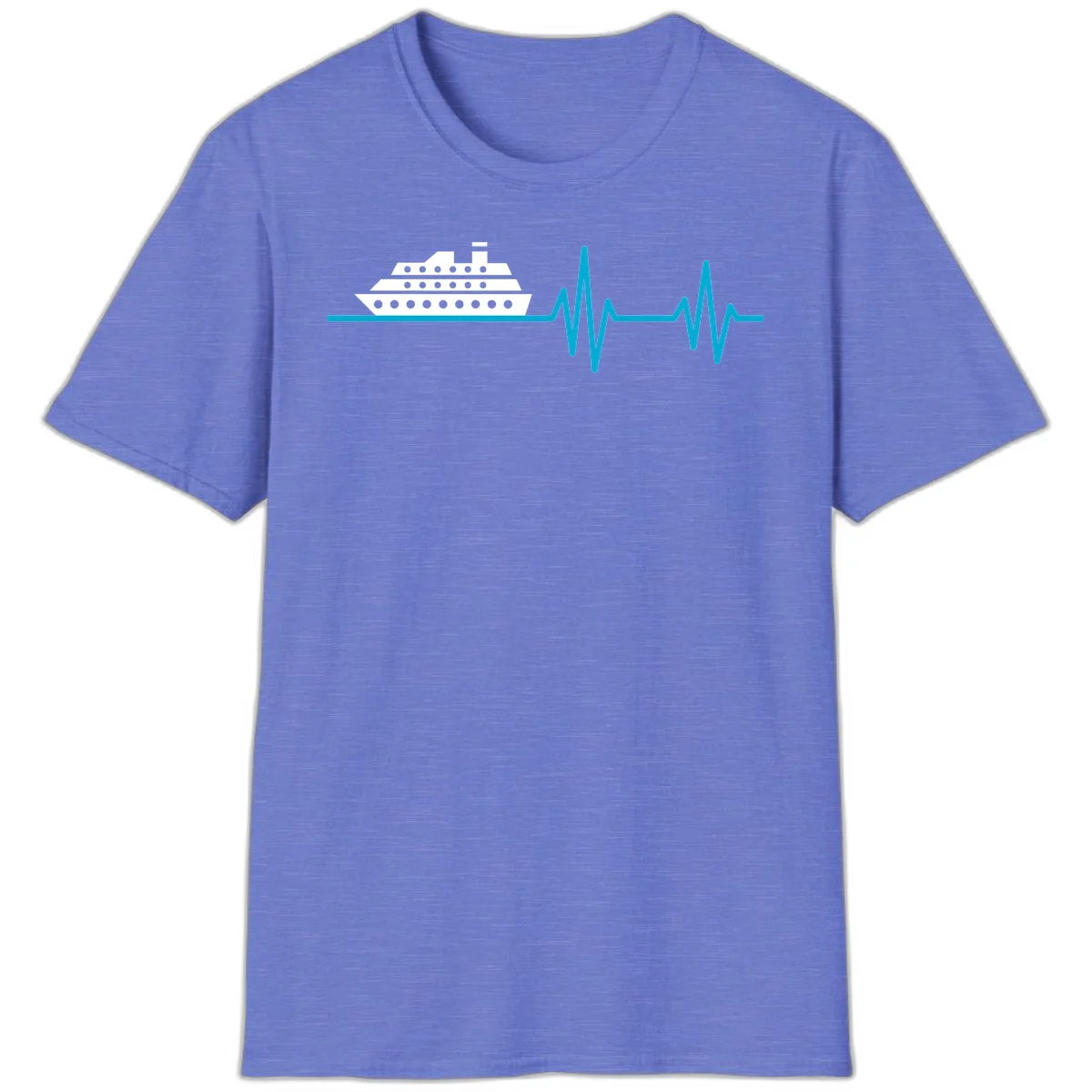 Cruise Ship Heartbeat T-Shirt in Heather Royal