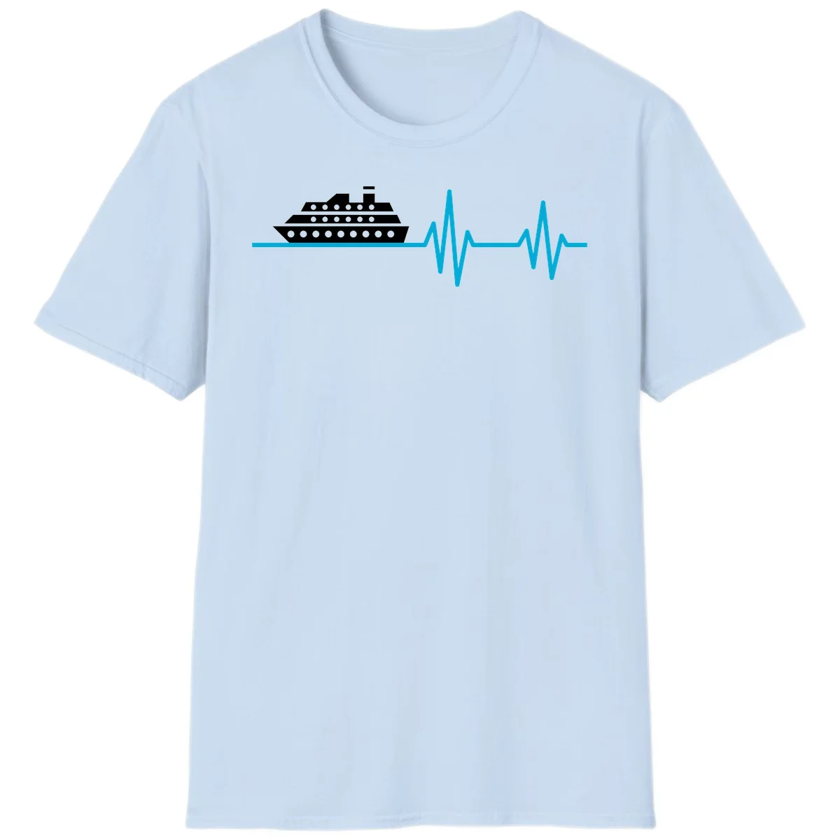 Cruise Ship Heartbeat T-Shirt in Light Blue