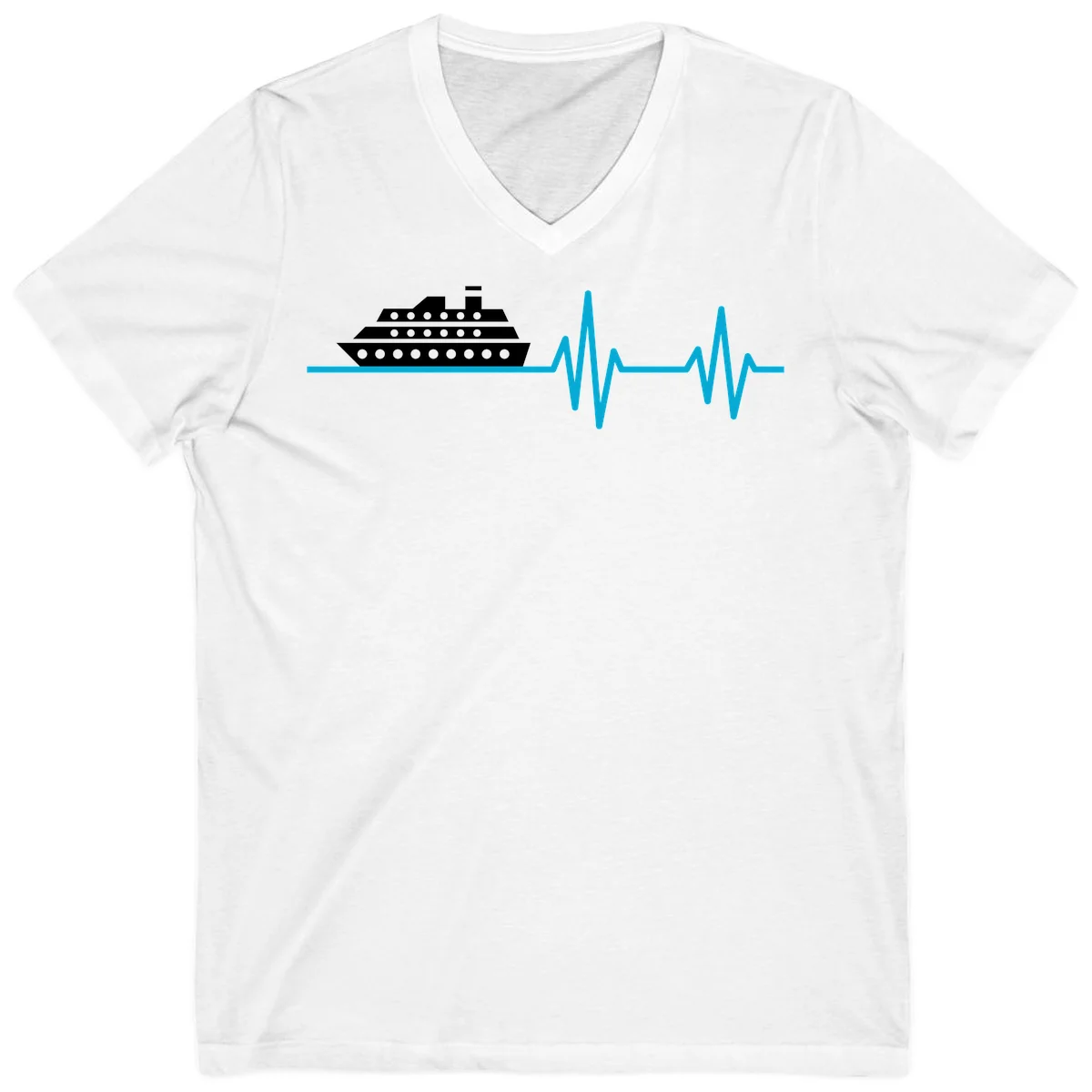 Cruise Ship Heartbeat V-Neck T-Shirt in White