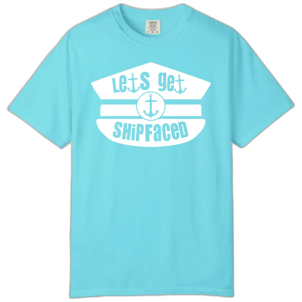 Let's Get Shipfaced Comfort Colors Cruise Tee in Lagoon Blue