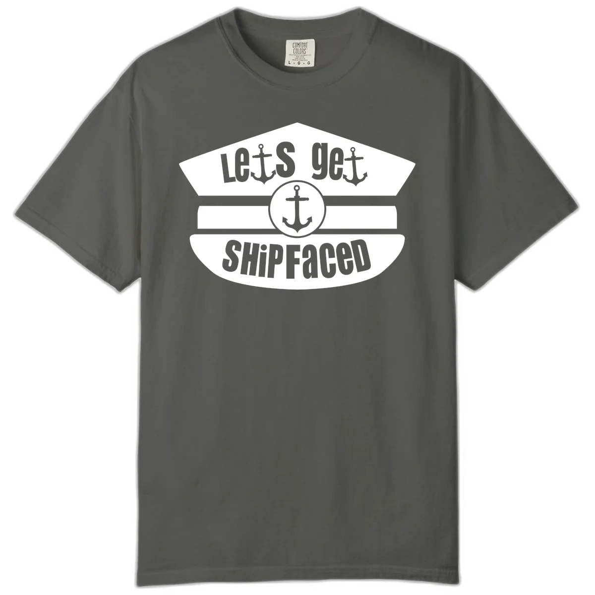 Let's Get Shipfaced Comfort Colors Cruise Tee in Pepper