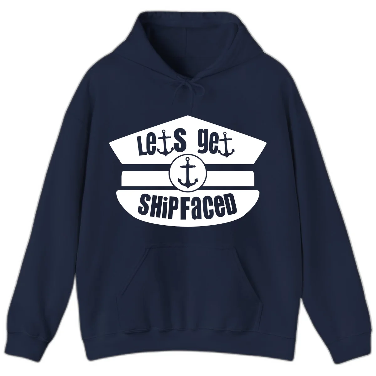 Let's Get Shipfaced Funny Cruise Hoodie in Navy