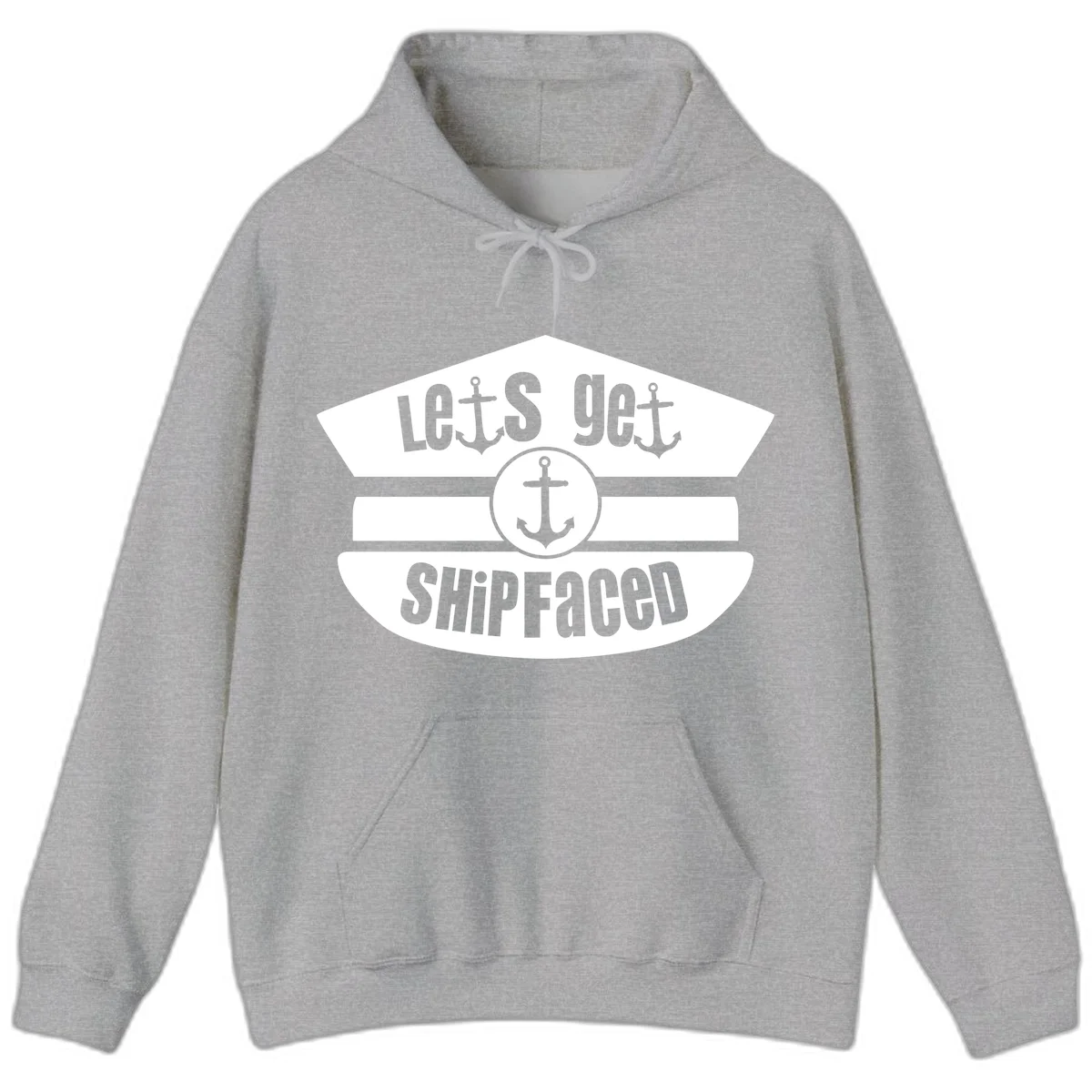 Let's Get Shipfaced Funny Cruise Hoodie in Sport Grey