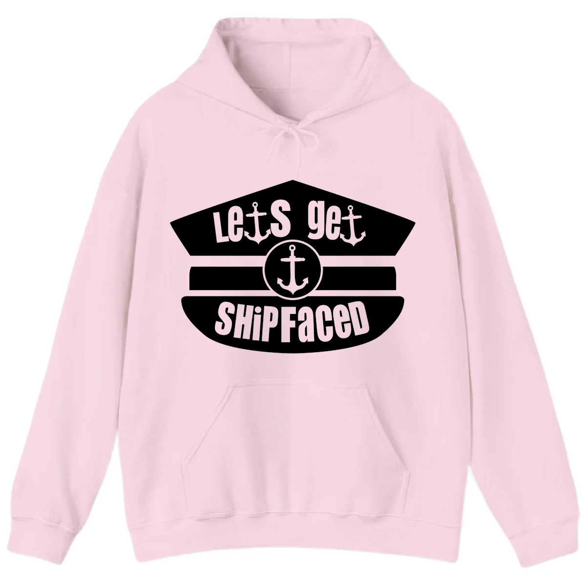 Let's Get Shipfaced Funny Cruise Hoodie in Light Pink