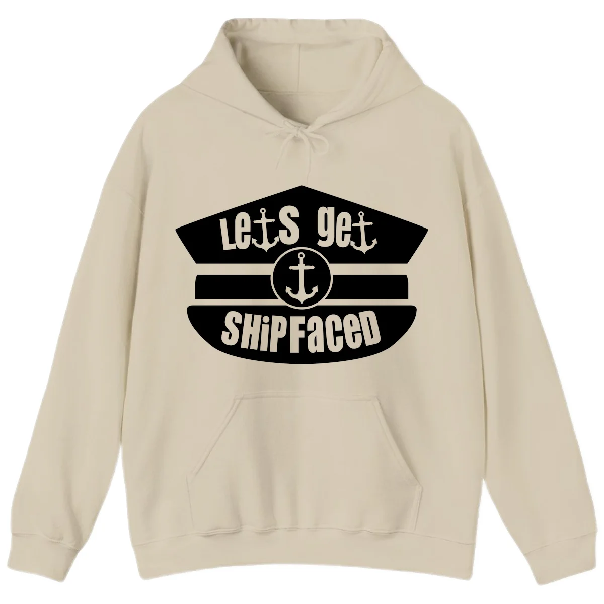 Let's Get Shipfaced Funny Cruise Hoodie in Sand