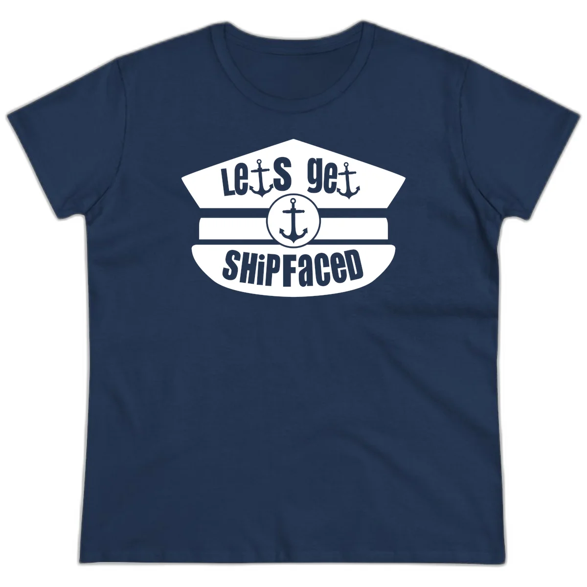 Let's Get Shipfaced Ladies Cruise Tee Shirt in Navy