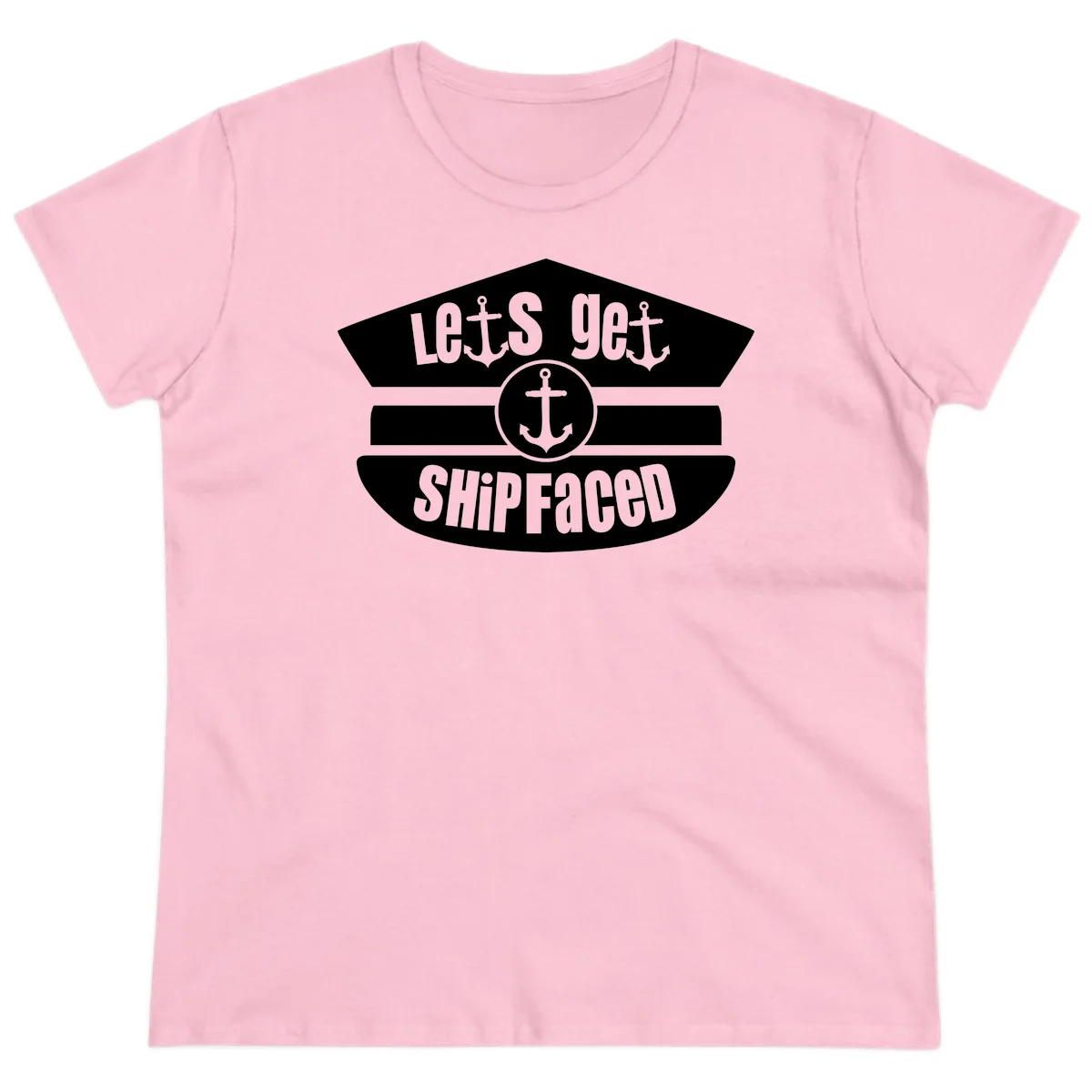 Let's Get Shipfaced Ladies Cruise Tee Shirt in Light Pink