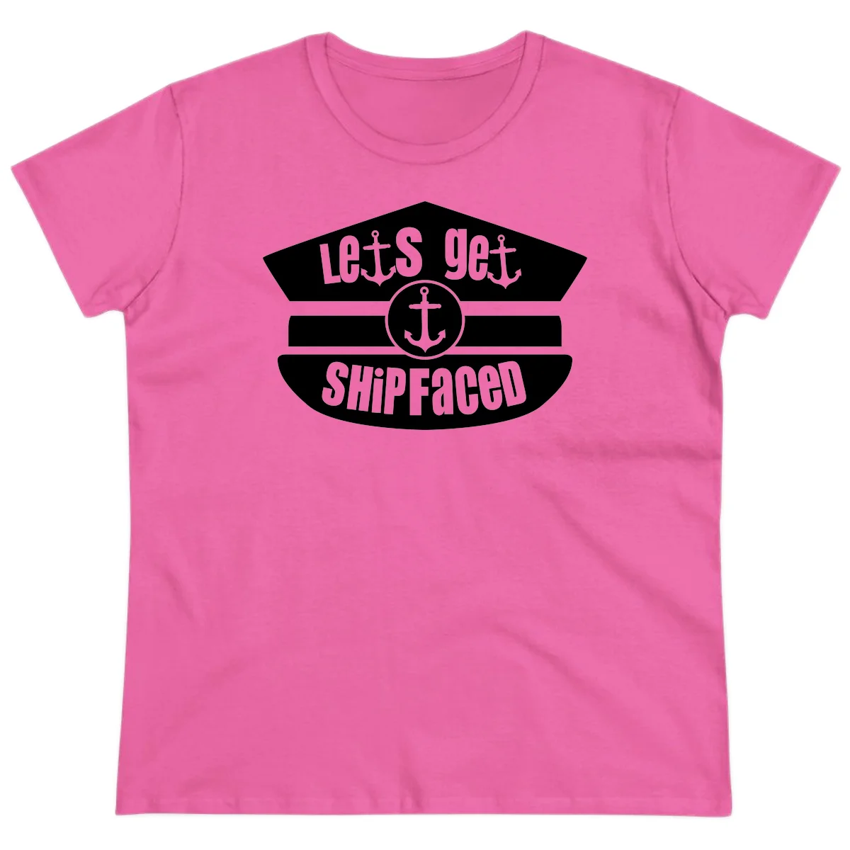 Let's Get Shipfaced Ladies Cruise Tee Shirt in Azalea