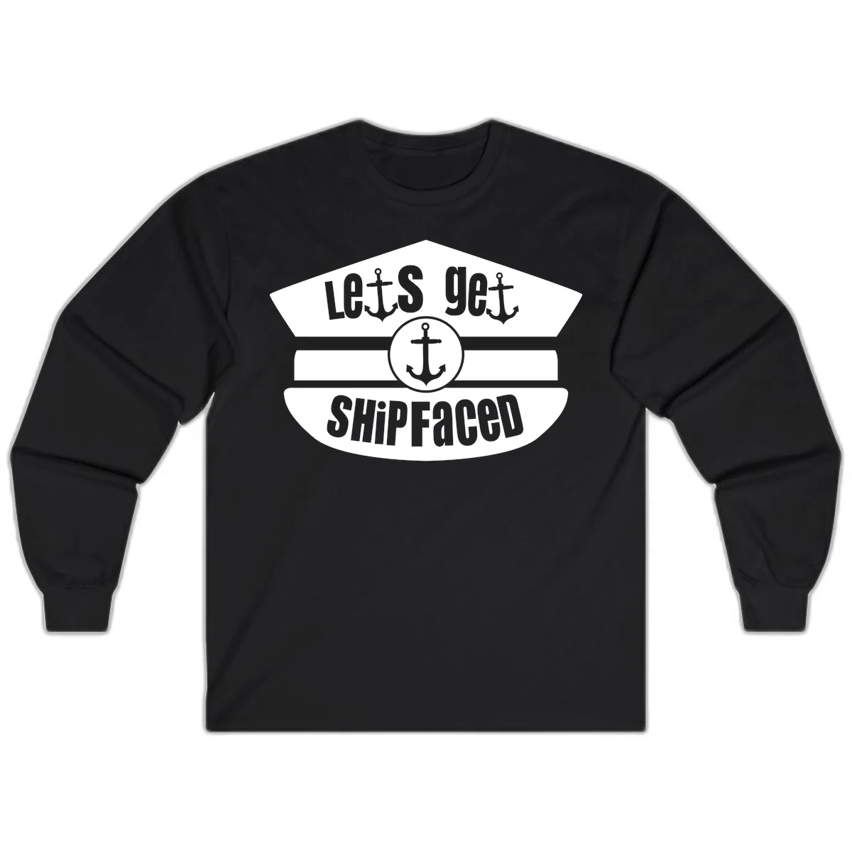 Let's Get Shipfaced Long Sleeve Cruise Shirt in Black