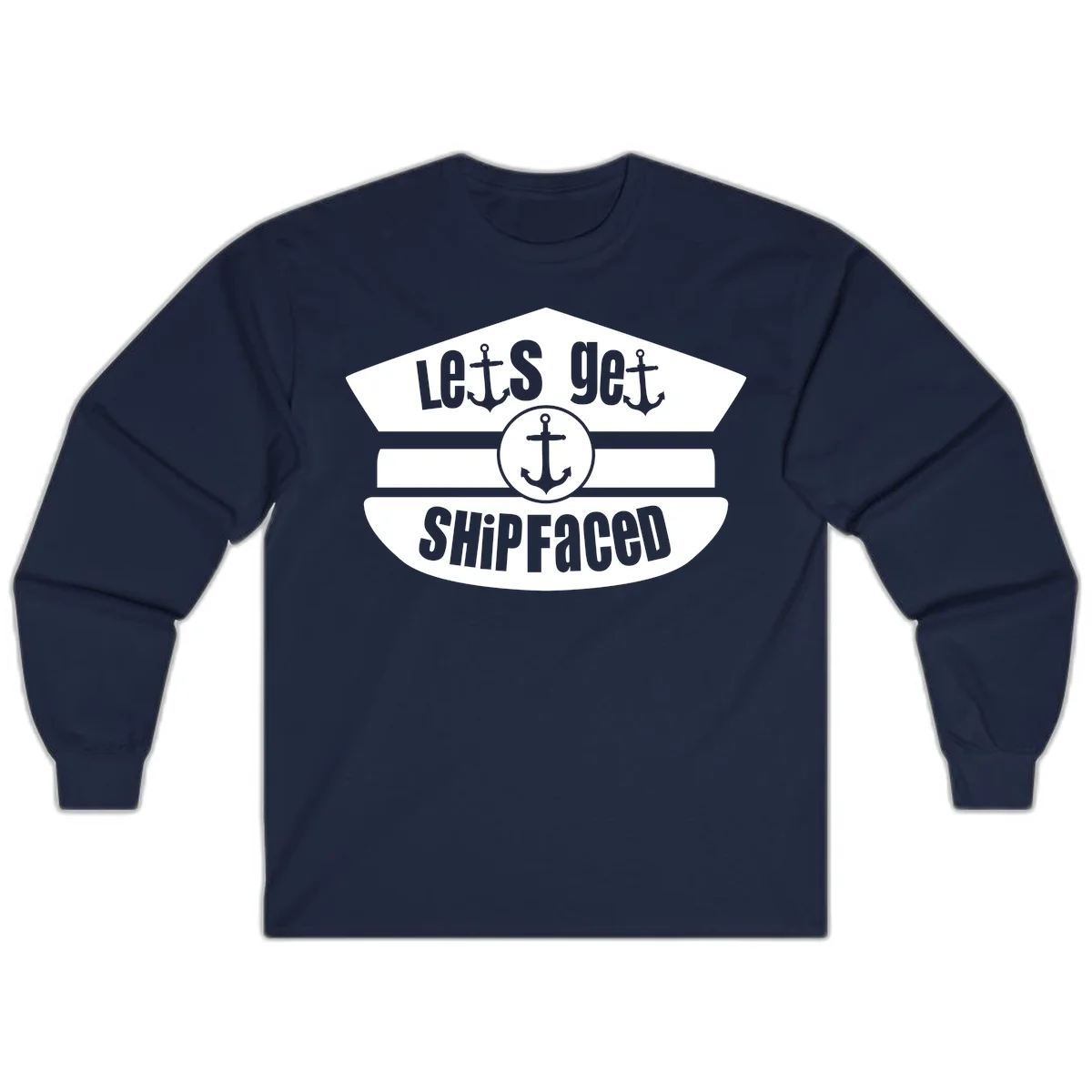 Let's Get Shipfaced Long Sleeve Cruise Shirt in Navy
