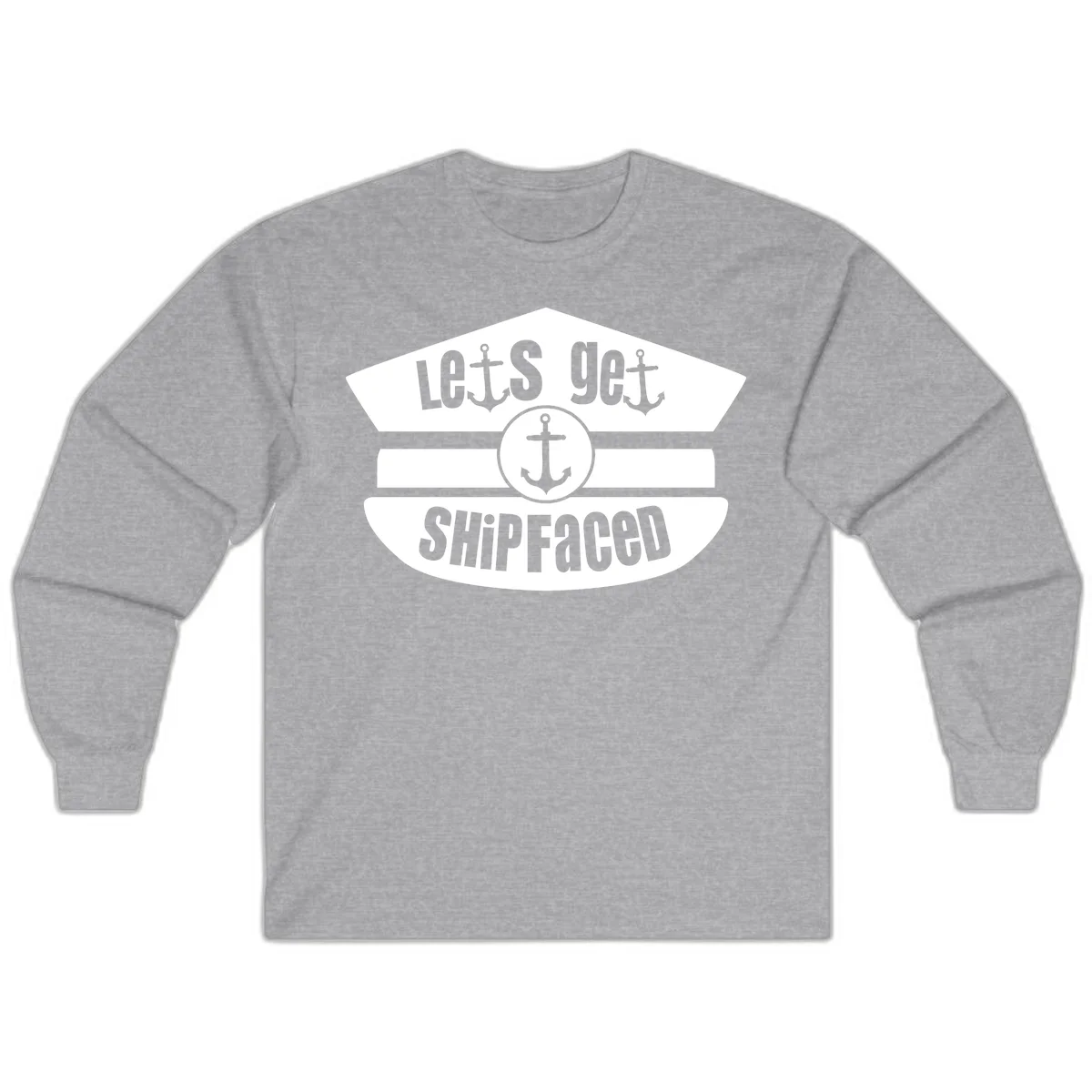 Let's Get Shipfaced Long Sleeve Cruise Shirt in Sport Grey