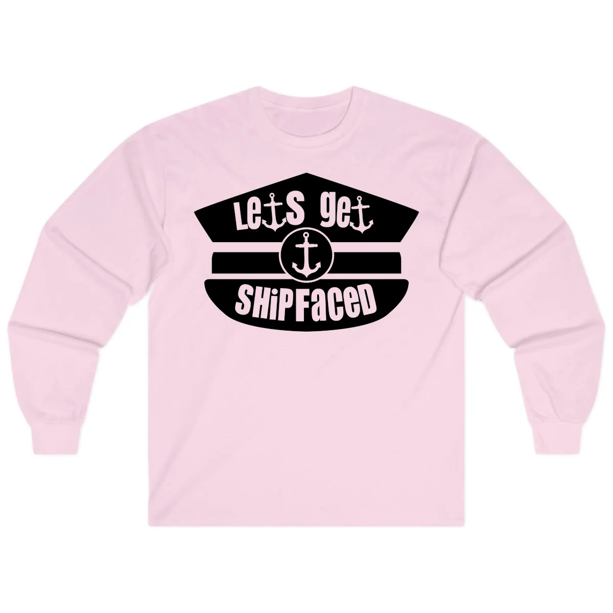 Let's Get Shipfaced Long Sleeve Cruise Shirt in Light Pink